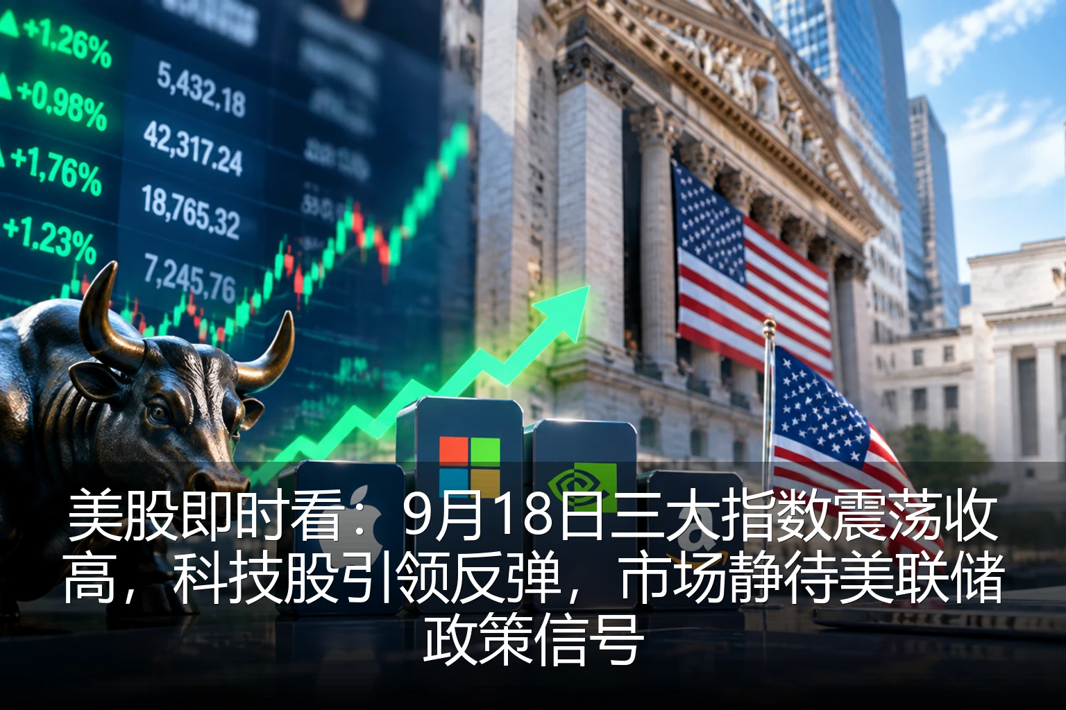 美股即时看：9月18日三大指数震荡收高，科技股引领反弹，市场静待美联储政策信号